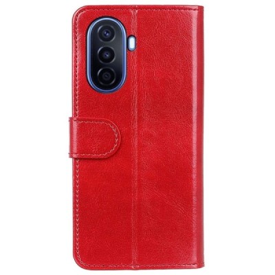 Huawei Nova Y70 atverčiamas raudonas odinis dėklas - piniginė | Priedai.lt