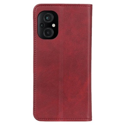 Xiaomi Poco M5 5G (Poco M4 5G) „Split“ raudonas odinis atverčiamas dėklas - knygutė | Priedai.lt