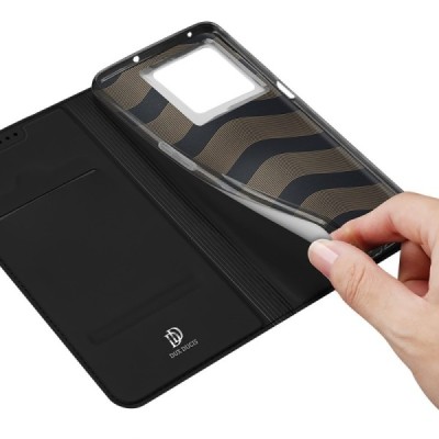 „Dux Ducis“ Skin serijos OnePlus 10T juodas odinis atverčiamas dėklas | Priedai.lt