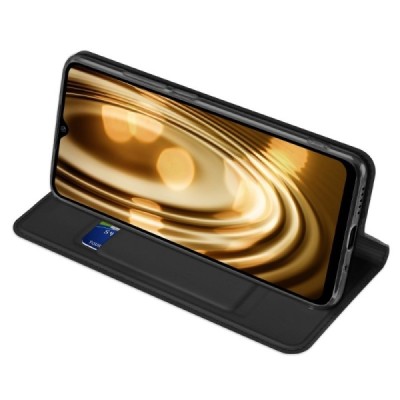„Dux Ducis“ Skin serijos Xiaomi Poco C40 juodas odinis atverčiamas dėklas | Priedai.lt
