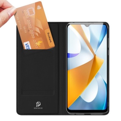 „Dux Ducis“ Skin serijos Xiaomi Poco C40 juodas odinis atverčiamas dėklas | Priedai.lt