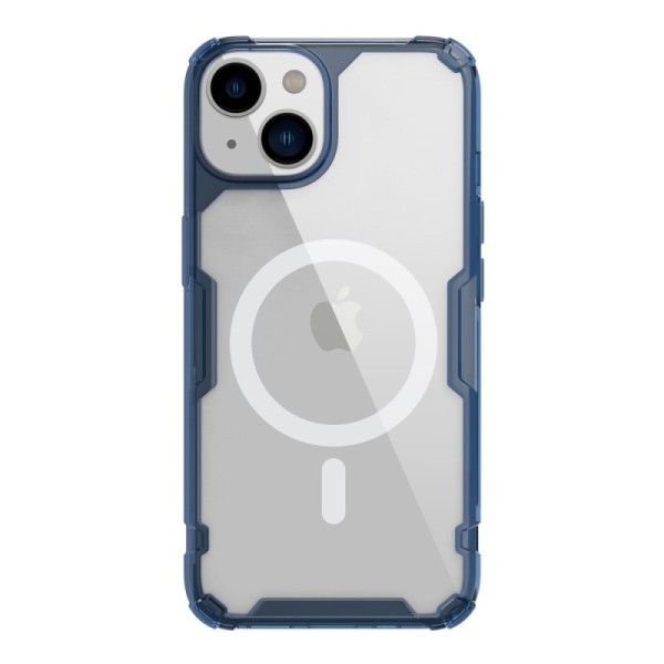 „Nillkin“ Nature TPU Pro MagSafe sustiprintos apsaugos kieto silikono (TPU) dėklas - skaidrus / mėlynas (iPhone 14)