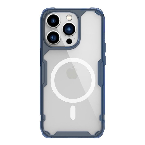 „Nillkin“ Nature TPU Pro MagSafe sustiprintos apsaugos kieto silikono (TPU) dėklas - skaidrus / mėlynas (iPhone 14 Pro)