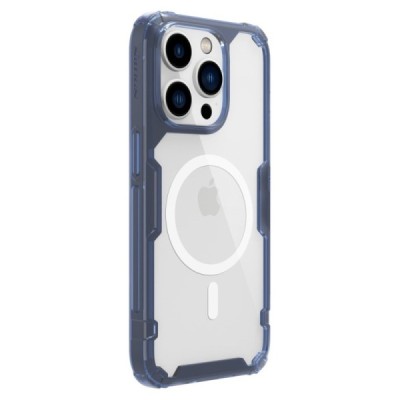 „Nillkin“ Nature TPU Pro MagSafe Apple iPhone 14 Pro skaidrus sustiprintos apsaugos kieto silikono mėlynas dėklas | Priedai.lt