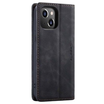 Apple iPhone 14 CaseMe Retro solidus atverčiamas juodas odinis dėklas - knygutė | Priedai.lt