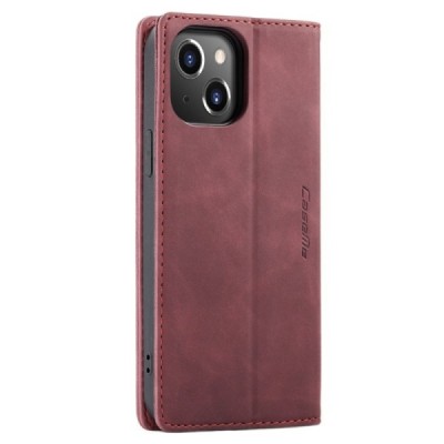 Apple iPhone 14 Plus CaseMe Retro solidus atverčiamas bordo odinis dėklas - knygutė | Priedai.lt