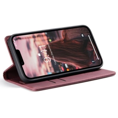 Apple iPhone 14 Plus CaseMe Retro solidus atverčiamas bordo odinis dėklas - knygutė | Priedai.lt