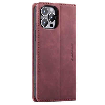 Apple iPhone 14 Pro Max CaseMe Retro solidus atverčiamas bordo odinis dėklas - knygutė | Priedai.lt