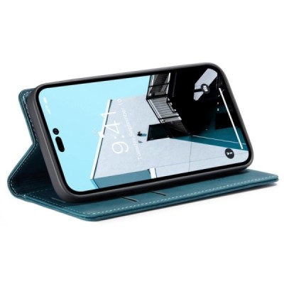 Apple iPhone 14 Pro Max CaseMe Retro solidus atverčiamas žalias odinis dėklas - knygutė | Priedai.lt