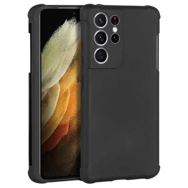 „Matte“ sustiprintos apsaugos kieto silikono (TPU) dėklas - juodas (Galaxy S21 Ultra)