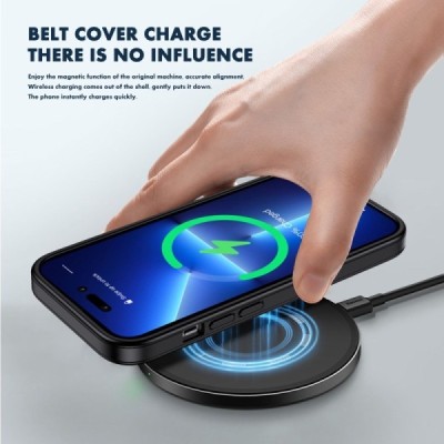 Apple iPhone 14 Pro Max „IPAKY“ Rubberized silikoninis skaidrus permatomas dėklas su juodu rėmeliu | Priedai.lt