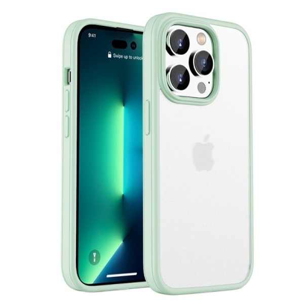 „IPAKY“ Rubberized dėklas - skaidrus, žalias (iPhone 14 Pro Max)
