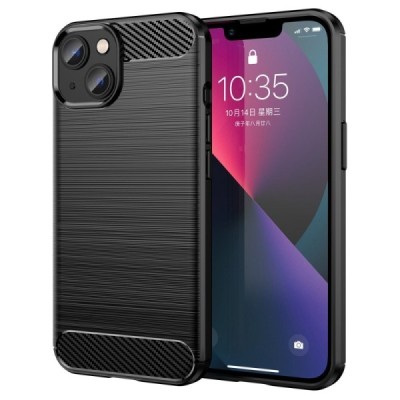 Apple iPhone 14 „Carbon“ kieto silikono TPU juodas dėklas - nugarėlė | Priedai.lt