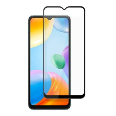 Xiaomi Redmi 10C „Amorus“ sustiprintos apsaugos juodas pilnai dengiantis apsauginis ekrano stiklas | Priedai.lt
