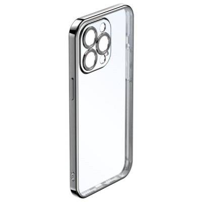 Apple iPhone 14 Pro „ROCK“ silikoninis skaidrus permatomas dėklas su juodu rėmeliu | Priedai.lt