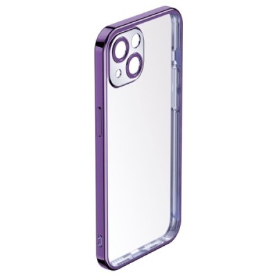 Apple iPhone 14 Plus „ROCK“ silikoninis skaidrus permatomas dėklas su violetiniu rėmeliu | Priedai.lt