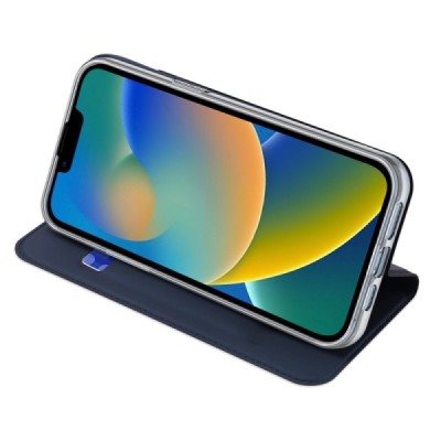 „Dux Ducis“ Skin serijos Apple iPhone 14 Plus tamsiai mėlynas odinis atverčiamas dėklas | Priedai.lt