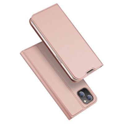 „Dux Ducis“ Skin serijos Apple iPhone 14 Plus rožinis odinis atverčiamas dėklas | Priedai.lt