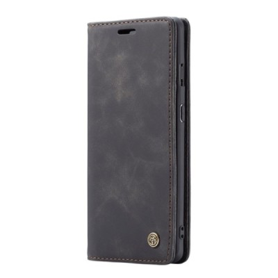 OnePlus 7 CaseMe Retro solidus atverčiamas juodas odinis dėklas - knygutė | Priedai.lt