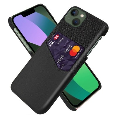„KSQ“ Shell Apple iPhone 14 juodas odinis dėklas - nugarėlė su kišenėle kortelėms | Priedai.lt