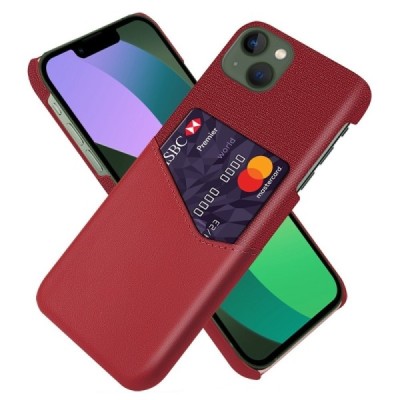 „KSQ“ Shell Apple iPhone 14 Plus raudonas odinis dėklas - nugarėlė su kišenėle kortelėms | Priedai.lt