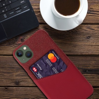 „KSQ“ Shell Apple iPhone 14 Plus raudonas odinis dėklas - nugarėlė su kišenėle kortelėms | Priedai.lt