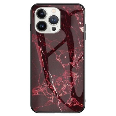 Apple iPhone 14 Pro „Marble“ kieto silikono TPU juodas / raudonas dėklas - nugarėlė | Priedai.lt