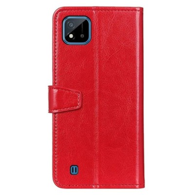 Realme C20 (C11 2021) atverčiamas raudonas odinis dėklas - piniginė | Priedai.lt