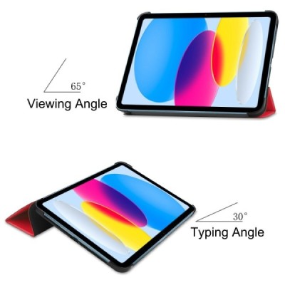 Apple iPad 11 2025, iPad 10,9 2022 atverčiamas raudonas odinis dėklas - knygutė (sulankstomas) | Priedai.lt