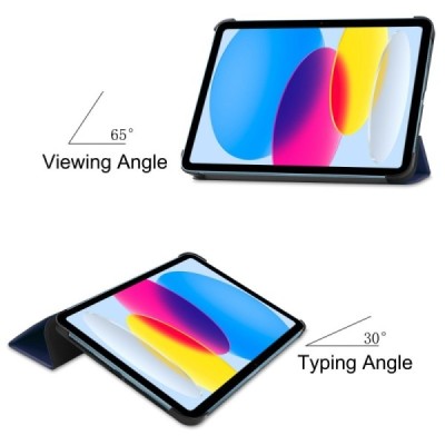 Apple iPad 11 2025, iPad 10,9 2022 atverčiamas tamsiai mėlynas odinis dėklas - knygutė (sulankstomas) | Priedai.lt