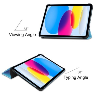 Apple iPad 10.9 (2022) atverčiamas šviesiai mėlynas odinis dėklas - knygutė (sulankstomas) | Priedai.lt