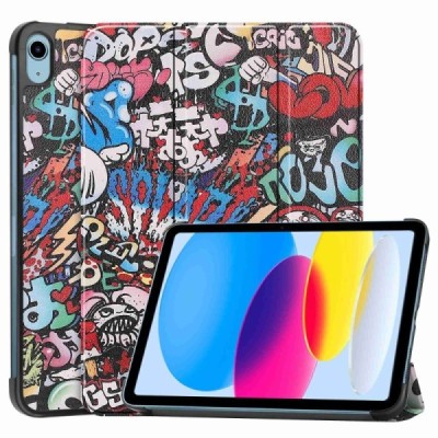 Apple iPad 10.9" (2022) atverčiamas spalvotas „Street Art“ dėklas - knygutė | Priedai.lt