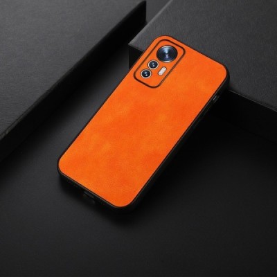 „Deluxe Leather“ Xiaomi 12 Lite oranžinis odinis dėklas | Priedai.lt