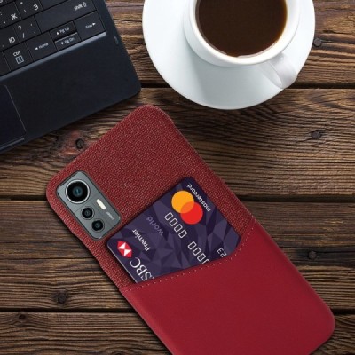 „KSQ“ Shell Xiaomi 12 Lite raudonas odinis dėklas - nugarėlė su kišenėle kortelėms | Priedai.lt