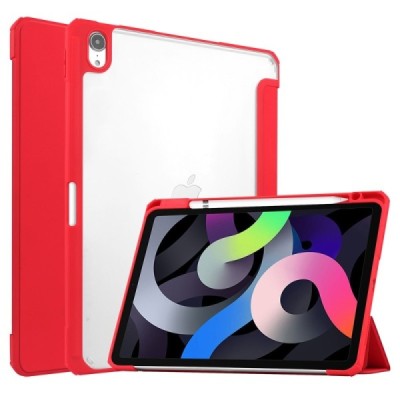 Apple iPad Air 4 10.9" (2020, 2022) „Deluxe“ atverčiamas raudonas odinis dėklas - knygutė | Priedai.lt