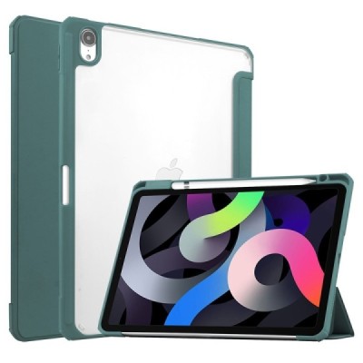Apple iPad Air 4 10.9" (2020, 2022) „Deluxe“ atverčiamas žalias odinis dėklas - knygutė | Priedai.lt