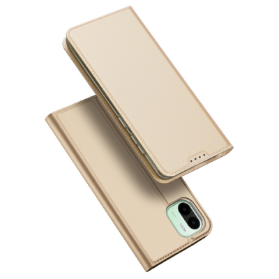 „Dux Ducis“ Skin serijos Xiaomi Redmi A1 auksinis odinis atverčiamas dėklas | Priedai.lt
