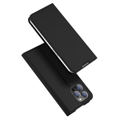„Dux Ducis“ Skin serijos Apple iPhone 14 Pro juodas odinis atverčiamas dėklas | Priedai.lt