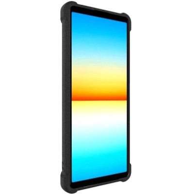 Sony Xperia 10 IV Imak sustiprintos apsaugos kieto silikono TPU juodas dėklas - nugarėlė + apsauginė ekrano plėvelė | Priedai.lt