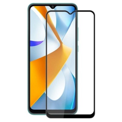 Xiaomi Poco C40 „Mocolo“ 2.5D 9H Tempered Glass sustiprintos apsaugos juodas pilnai dengiantis apsauginis ekrano stiklas 0,26 mm