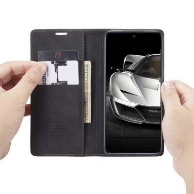 Xiaomi Redmi Note 9 Pro CaseMe Retro solidus atverčiamas juodas odinis dėklas - knygutė | Priedai.lt