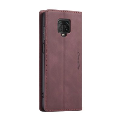 Xiaomi Redmi Note 9 Pro CaseMe Retro solidus atverčiamas bordo odinis dėklas - knygutė | Priedai.lt
