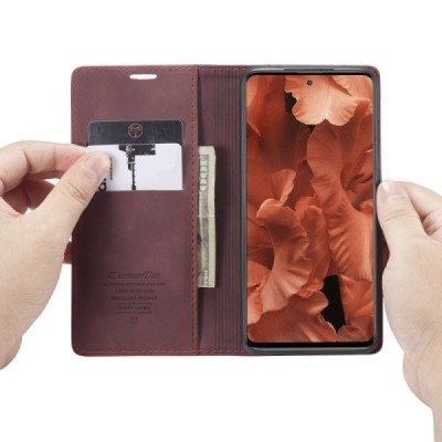 Xiaomi Redmi Note 9 Pro CaseMe Retro solidus atverčiamas bordo odinis dėklas - knygutė | Priedai.lt