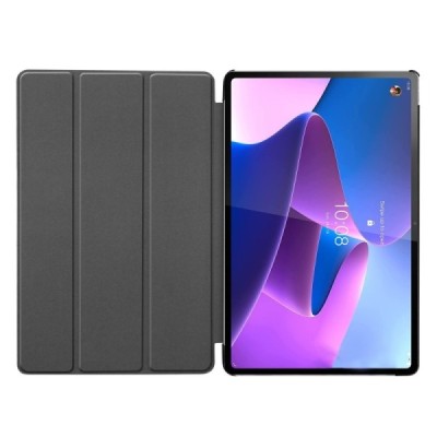 Lenovo Tab P12 Pro 12.6" (Q706F) atverčiamas pilkas odinis dėklas (sulankstomas) | Priedai.lt
