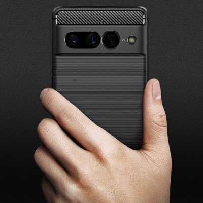 Google Pixel 7 Pro „Carbon“ kieto silikono TPU juodas dėklas - nugarėlė | Priedai.lt