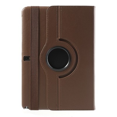Atverčiamas rudas odinis Samsung Galaxy Note 10.1 2014 P600 (P605) dėklas (dėkliukas), sukiojamas 360° / Priedai.lt