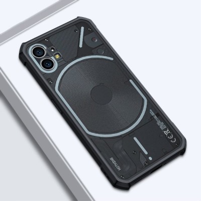 Nothing Phone 1 5G „XUNDD“ skaidrus juodos spalvos apvadais kieto silikono TPU akrilo dėklas - nugarėlė | Priedai.lt