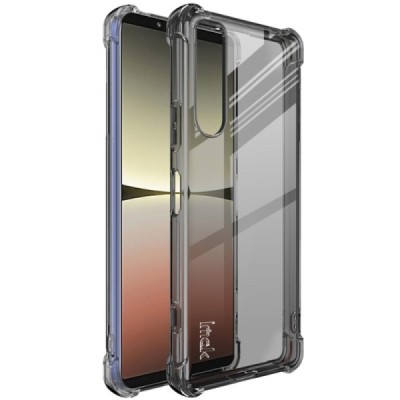 Sony Xperia 5 IV Imak sustiprintos apsaugos kieto silikono TPU skaidrus pilkas dėklas - nugarėlė | Priedai.lt