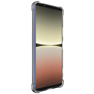 Sony Xperia 5 IV Imak sustiprintos apsaugos kieto silikono TPU skaidrus pilkas dėklas - nugarėlė | Priedai.lt