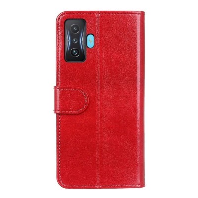 Xiaomi Poco F4 GT atverčiamas raudonas odinis dėklas - piniginė | Priedai.lt